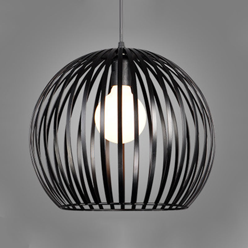 Modern Metal Sphere Pendant Light - 7-14" Diameter, 1-Light, Black/White Ceiling Lamp