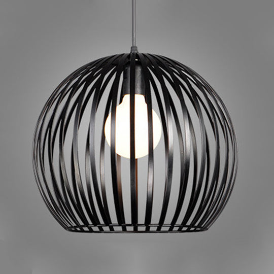 Modern Metal Sphere Pendant Light - 7-14" Diameter, 1-Light, Black/White Ceiling Lamp