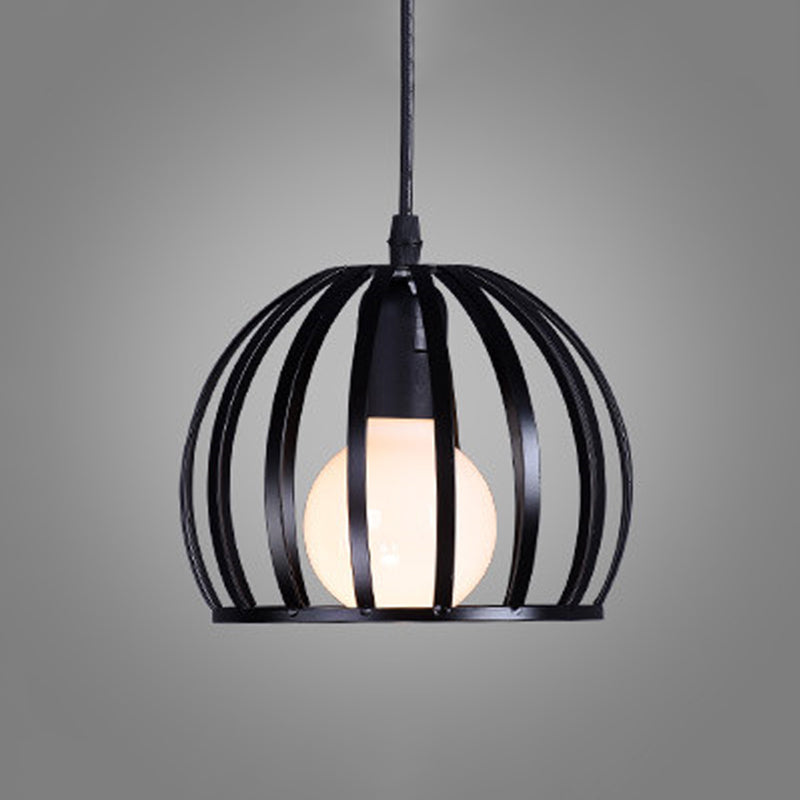 Modern Metal Sphere Pendant Light - 7-14" Diameter, 1-Light, Black/White Ceiling Lamp