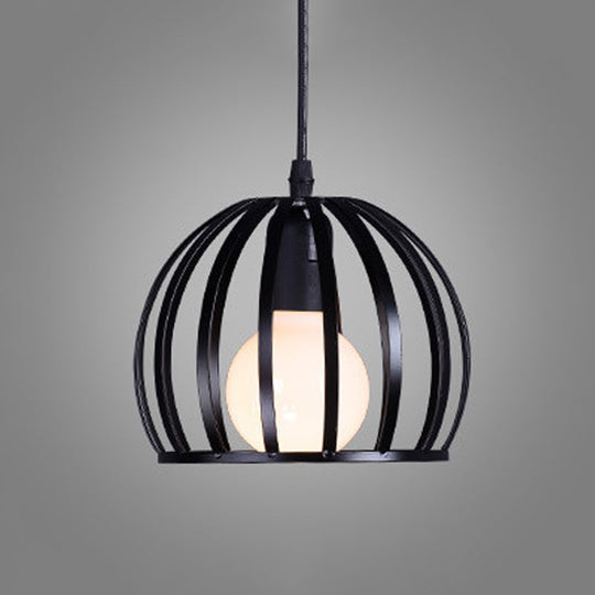Modern Metal Sphere Pendant Light - 7-14" Diameter, 1-Light, Black/White Ceiling Lamp