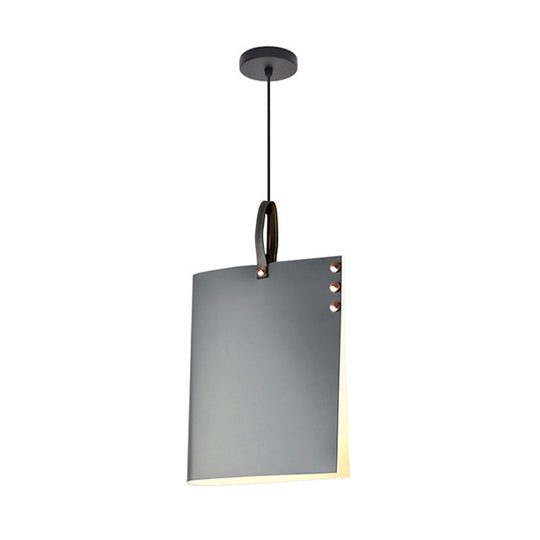 Modern Hanging Light with Metal Shade - Grey Rectangular Suspended Lighting Fixture
