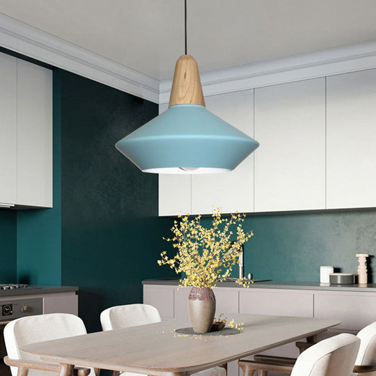 Modernist Metal Urn Pendant Light - Blue/Grey Ideal For Dining Room 1 Bulb Ceiling Suspension Lamp