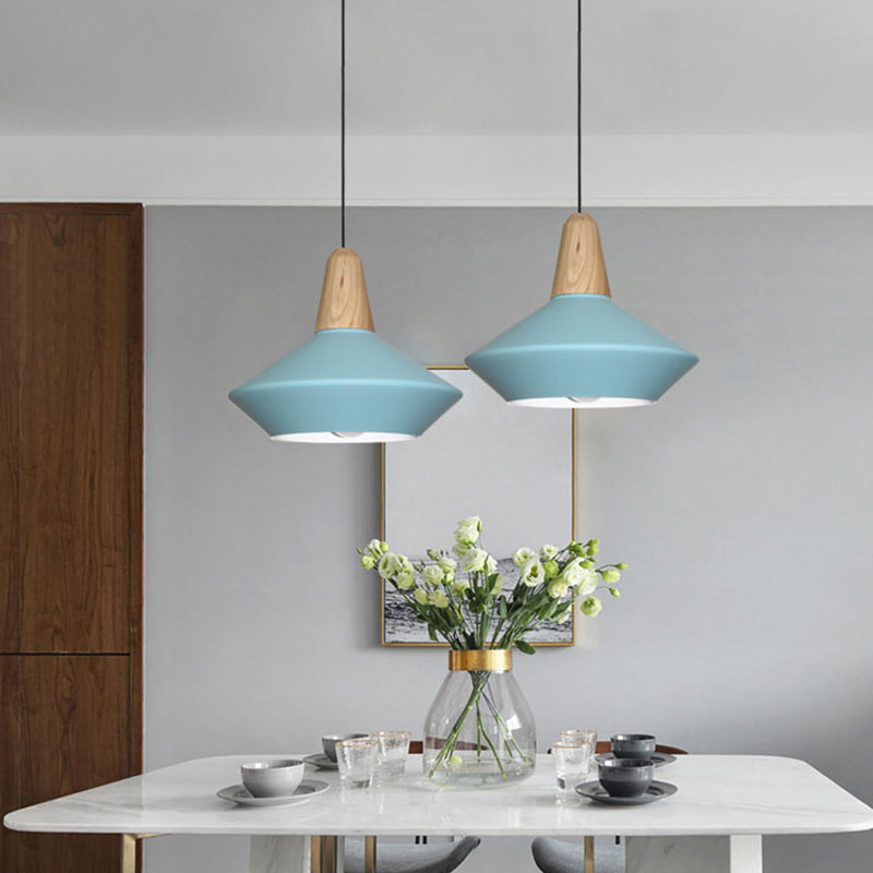 Modernist Metal Urn Pendant Light - Blue/Grey Ideal For Dining Room 1 Bulb Ceiling Suspension Lamp