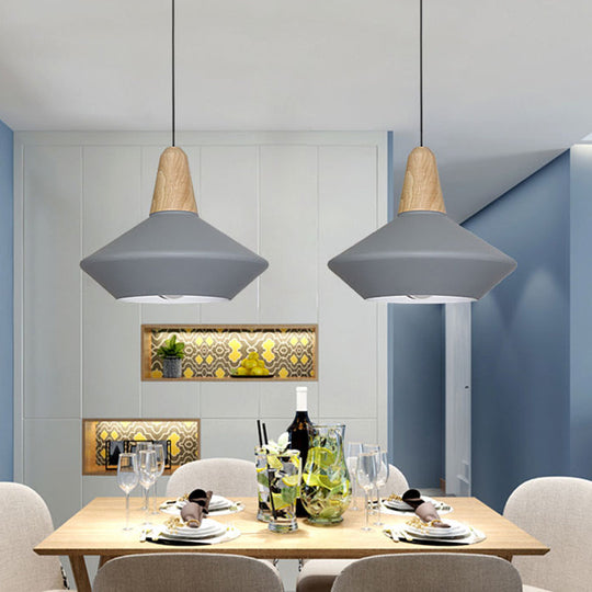 Modernist Metal Urn Pendant Light - Blue/Grey Ideal For Dining Room 1 Bulb Ceiling Suspension Lamp