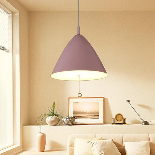 Modern Pink Pendant Light With Metal Shade - Hanging Ceiling Fixture