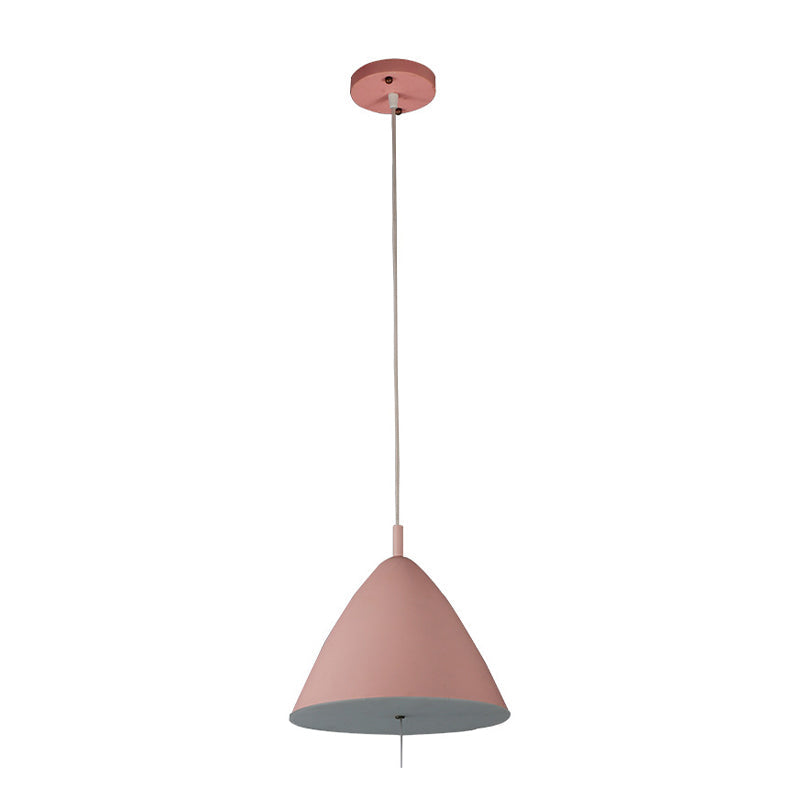 Modern Pink Pendant Light With Metal Shade - Hanging Ceiling Fixture