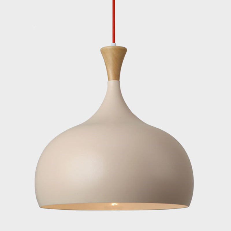 Plafonnier Bowl - Luminaire suspendu moderne en métal avec capuchon en bois
