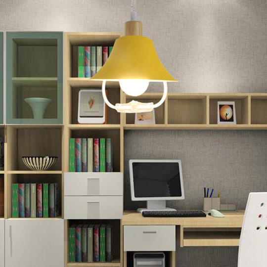 Modern Wide Flare Pendant Light Fixture - Blue/Yellow