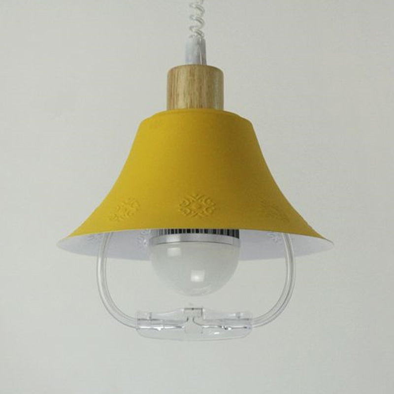 Modern Flare Metal Pendant Light Fixture - Blue/Yellow