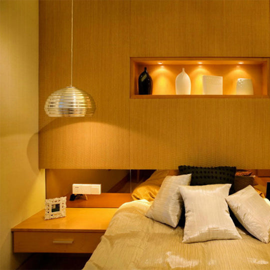 Modern Metal Pendant Light: Sleek Chrome Down-Lighting for Bedroom