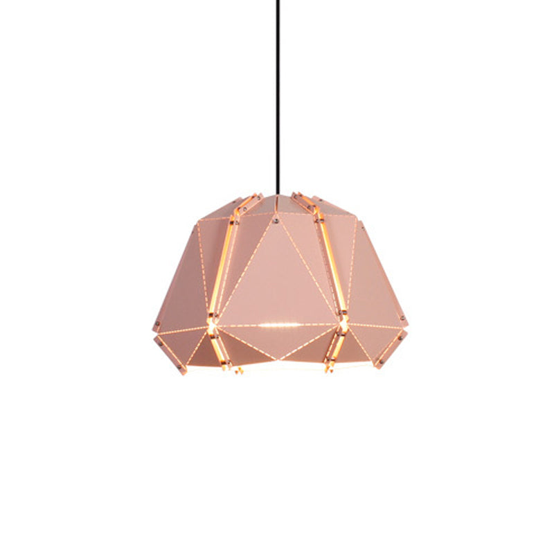 Modern Geometric Metal Hanging Light: White/Pink 1-Head Suspended Lighting Fixture for Bedroom