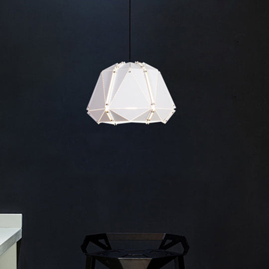 Geometric Metal Pendant Light - Modern 1-Head White/Pink Fixture For Bedroom White