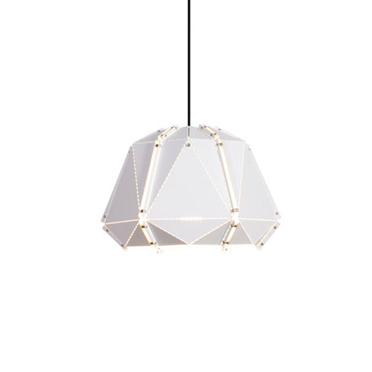 Geometric Metal Pendant Light - Modern 1-Head White/Pink Fixture For Bedroom