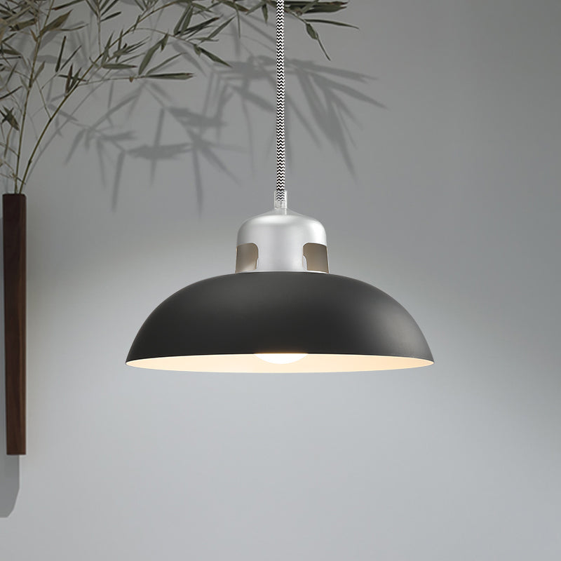 Modern Flared Metal Pendant Light in Black/Grey for Dining Room Ceiling
