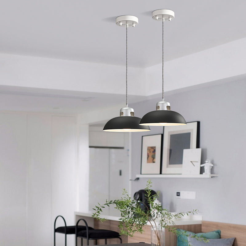 Modern Flared Metal Pendant Light in Black/Grey for Dining Room Ceiling