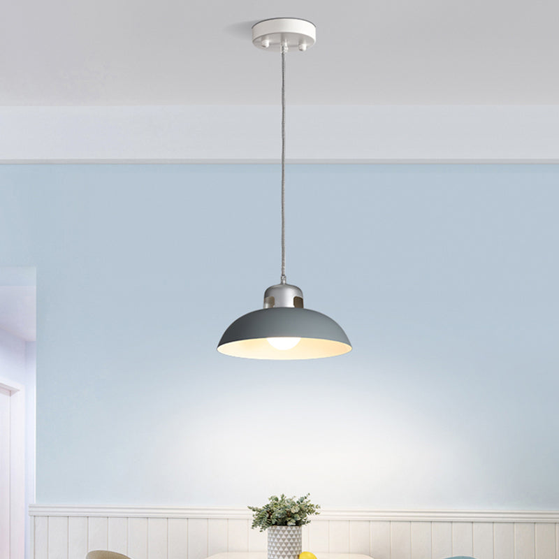 Modern Flared Metal Pendant Light in Black/Grey for Dining Room Ceiling