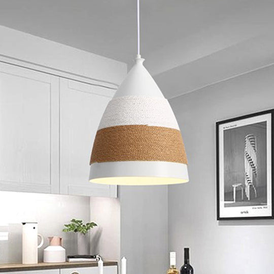 Contemporary Domed Pendant Lamp - Metal White 1 Head 9/14 Wide Ceiling Hanging Light / 9