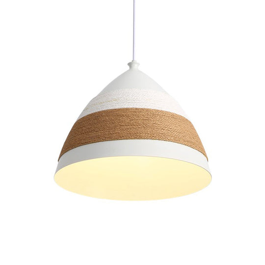Contemporary Domed Pendant Lamp - Metal White 1 Head 9/14 Wide Ceiling Hanging Light / 14