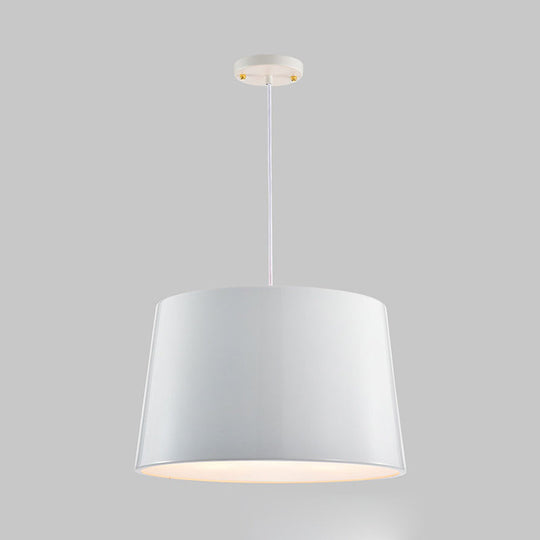 Modern 1-Bulb Black/White Drum Pendant Light with Metal Shade, Hanging Ceiling Lighting