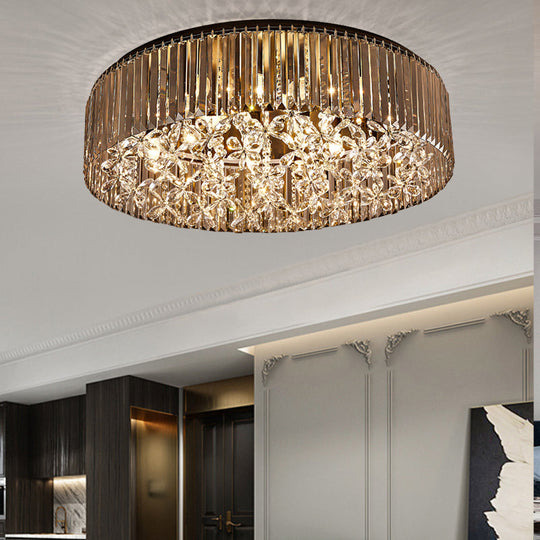 Contemporary Black Crystal 4-Head Flush Mount Ceiling Light