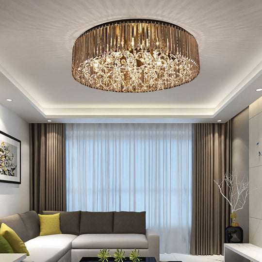 Contemporary Black Crystal 4-Head Flush Mount Ceiling Light