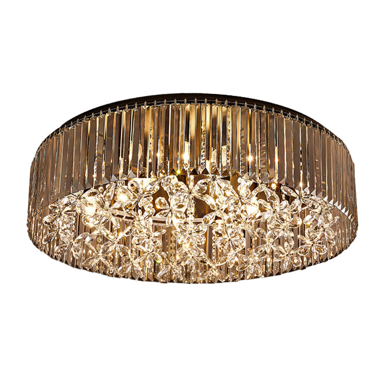 Contemporary Black Crystal 4-Head Flush Mount Ceiling Light