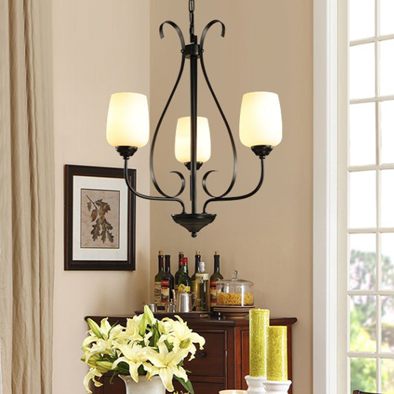 Modern Black Metal Chandelier: Radial Design 3/6/8 Heads Traditional Suspension Pendant Light With