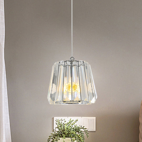 Black Trapezoid Drop Pendant with Clear Crystal - Simple Suspension Lamp for Bedrooms