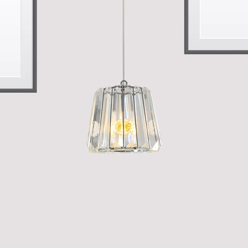 Modern Black Trapezoid Crystal Pendant Bedroom Suspension Lamp