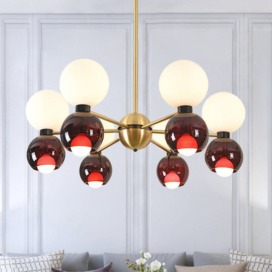 Contemporary Brass Starburst Ceiling Chandelier 12 Heads Metal Hanging Light Fixture