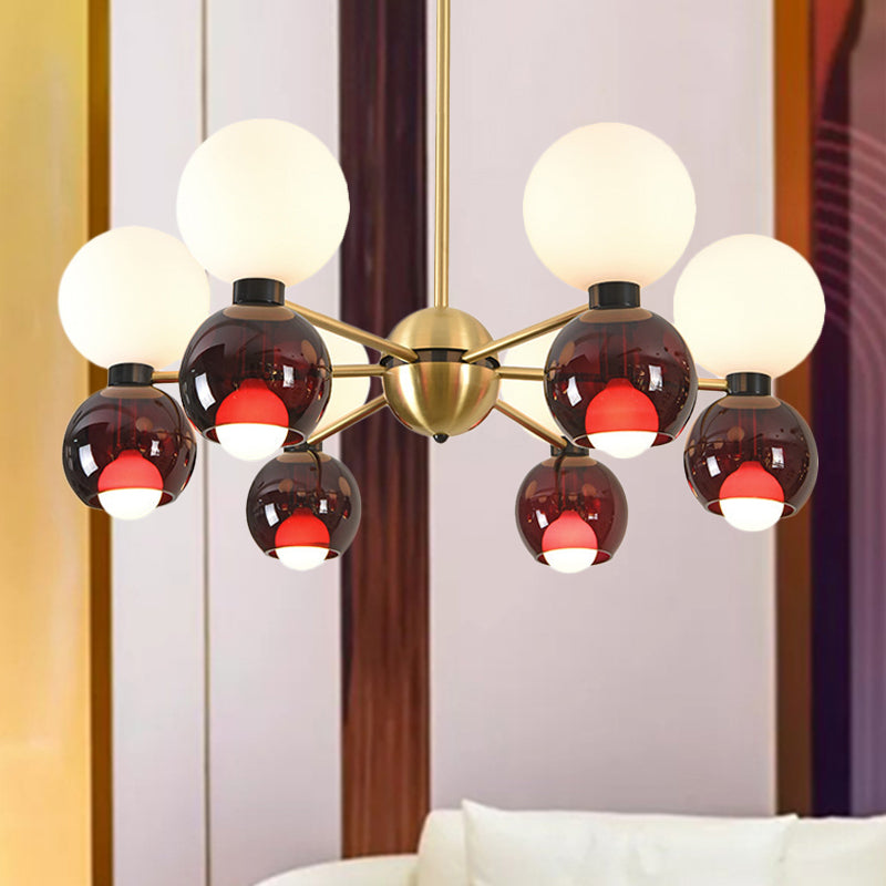 Lustre de plafond Starburst - 12 têtes, luminaire suspendu contemporain en métal en laiton