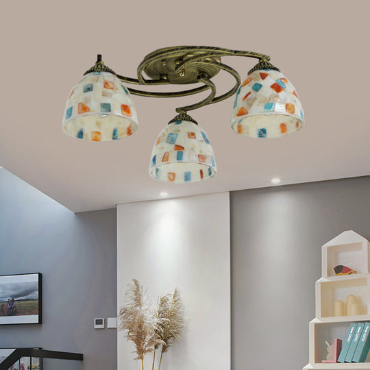 Tiffany Shell Dome Ceiling Light - 3/9/11 White Flush Mount for Living Room