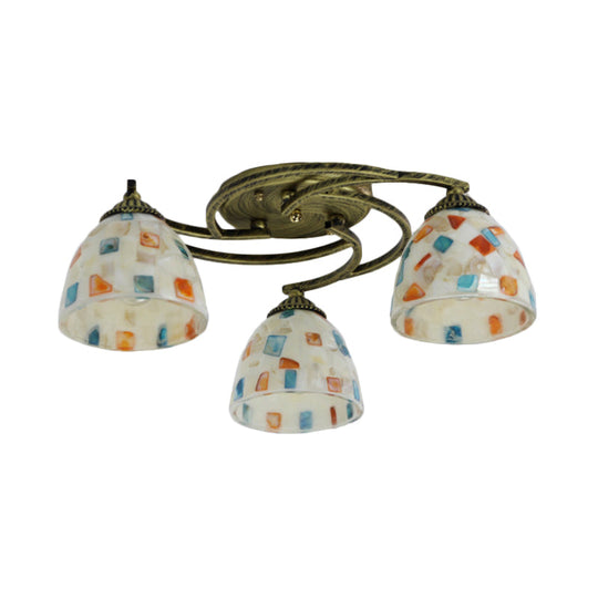 Tiffany Shell Dome Ceiling Light - 3/9/11 White Flush Mount for Living Room