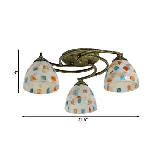 Tiffany Shell Dome Ceiling Light - 3/9/11 White Flush Mount for Living Room