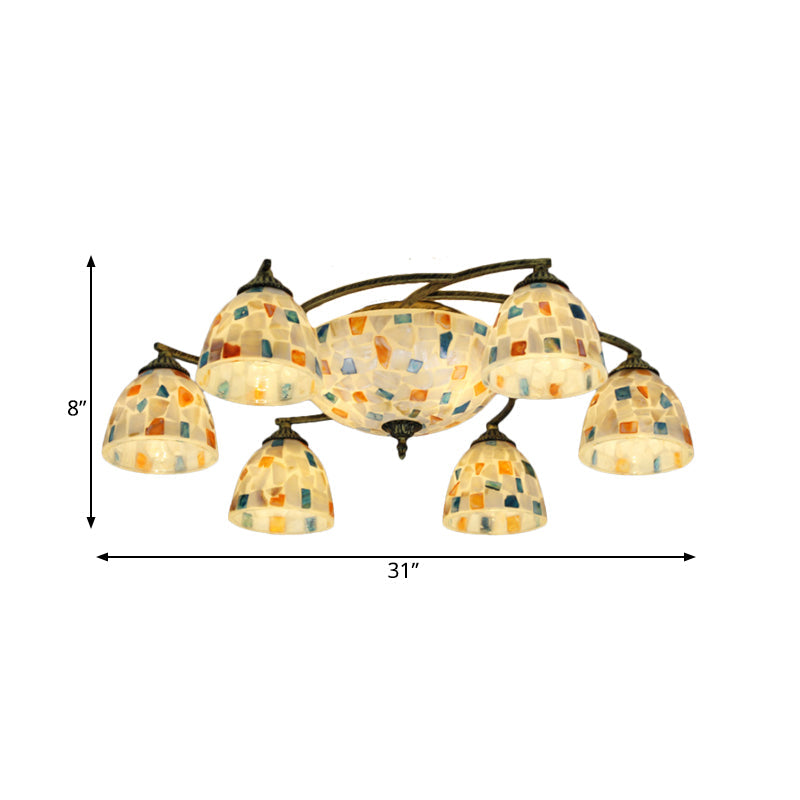 Tiffany Shell Dome Ceiling Light - 3/9/11 White Flush Mount for Living Room