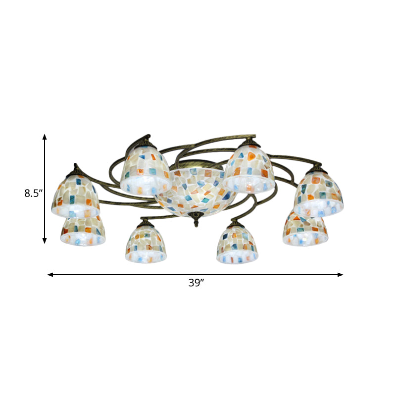 Tiffany Shell Dome Ceiling Light - 3/9/11 White Flush Mount for Living Room