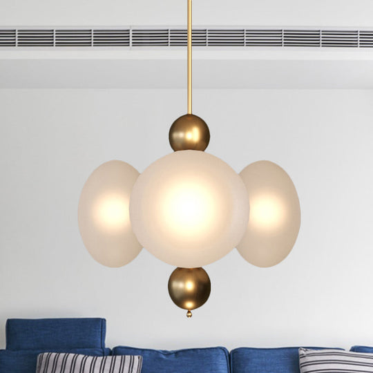 Lustre rond moderne en or avec verre dépoli - Lampe de suspension de plafond à 4 têtes