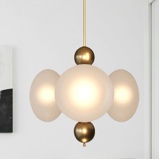 Lustre rond moderne en or avec verre dépoli - Lampe de suspension de plafond à 4 têtes