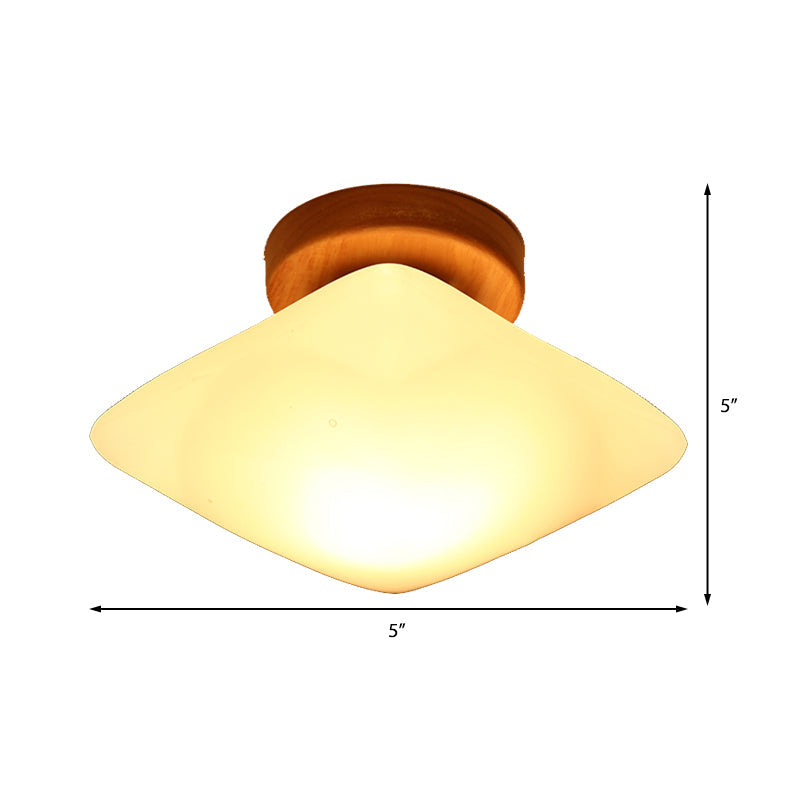Frosted Glass Semi-Circle/Square Flush Ceiling Light - Modern 1-Light Flush Mount for Corridor