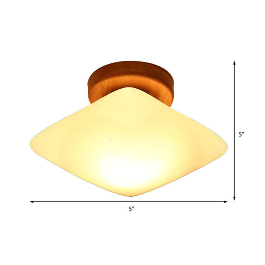 Frosted Glass Semi-Circle/Square Flush Ceiling Light - Modern 1-Light Flush Mount for Corridor