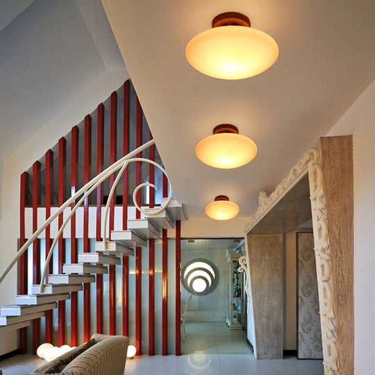 Frosted Glass Semi-Circle/Square Flush Ceiling Light - Modern 1-Light Mount For Corridor