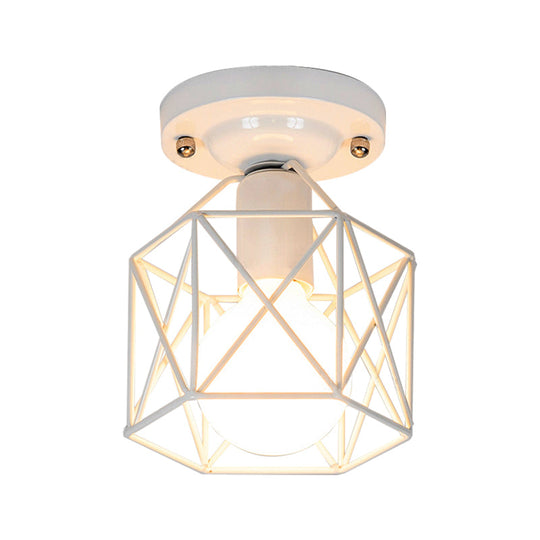 Minimalist Metal Frame Ceiling Mounted Light with White, Pink, and Green Accents - Ideal for Cloakroom