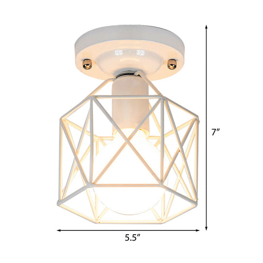 Minimalist Metal Frame Ceiling Mounted Light with White, Pink, and Green Accents - Ideal for Cloakroom