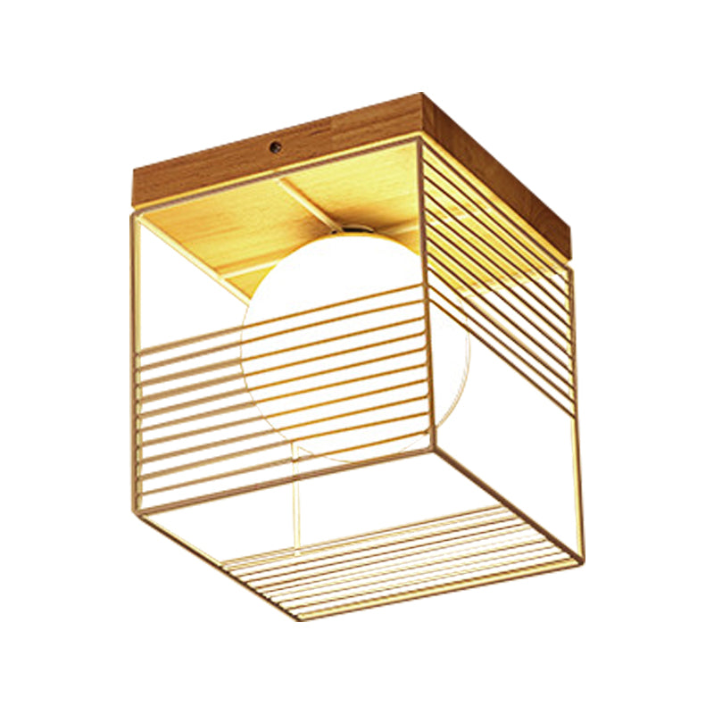 Contemporary Square Flush Mount Pendant Light - White/Black, Metal - Ideal for Bedroom Ceiling