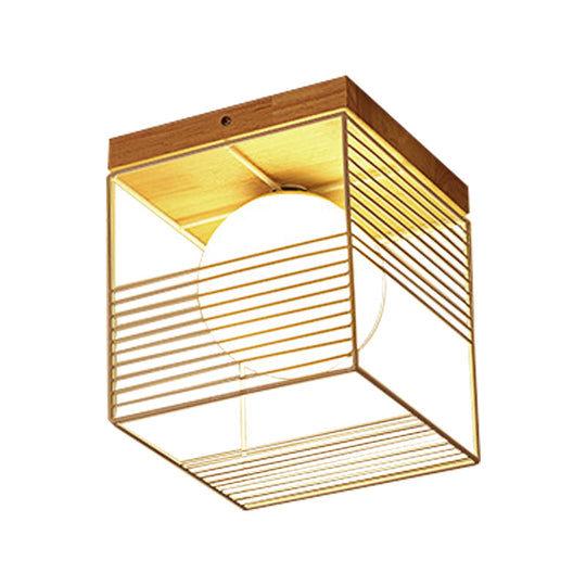 Contemporary Square Flush Mount Pendant Light - White/Black, Metal - Ideal for Bedroom Ceiling