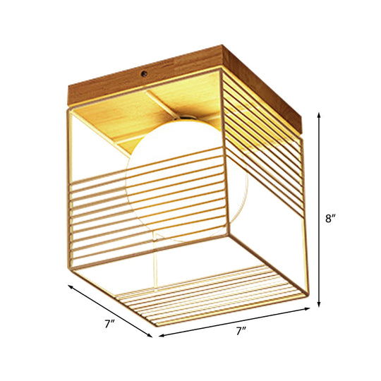 Contemporary Square Flush Mount Pendant Light - White/Black, Metal - Ideal for Bedroom Ceiling