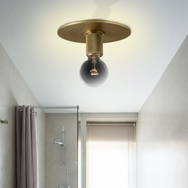 Modern Glass Flush Pendant Ceiling Light in Brass for Balcony - Globe, Cone, Cylinder, Trumpet Shapes