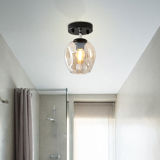 Modern Black/Gold Carafe Semi Flush Light - 1 Light, Clear/Amber/Smoke Gray Glass Shade