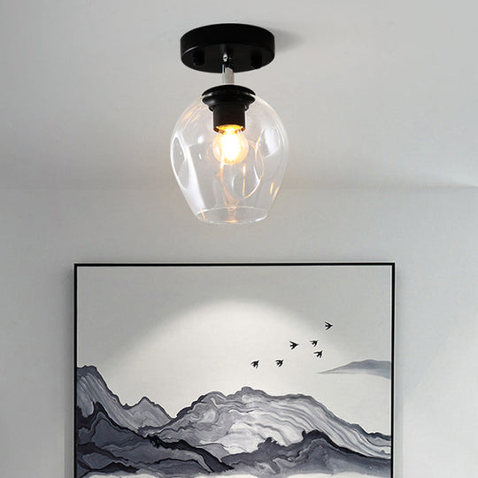 Modern Black/Gold Carafe Semi Flush Light - 1 Light, Clear/Amber/Smoke Gray Glass Shade