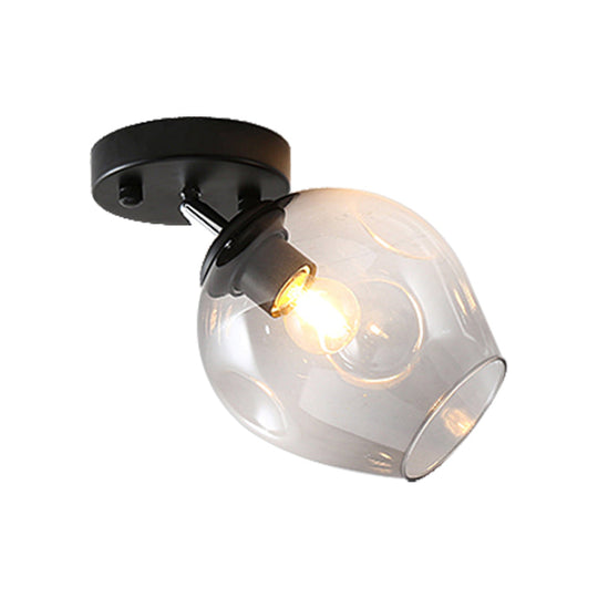 Modern Black/Gold Carafe Semi Flush Light - 1 Light, Clear/Amber/Smoke Gray Glass Shade